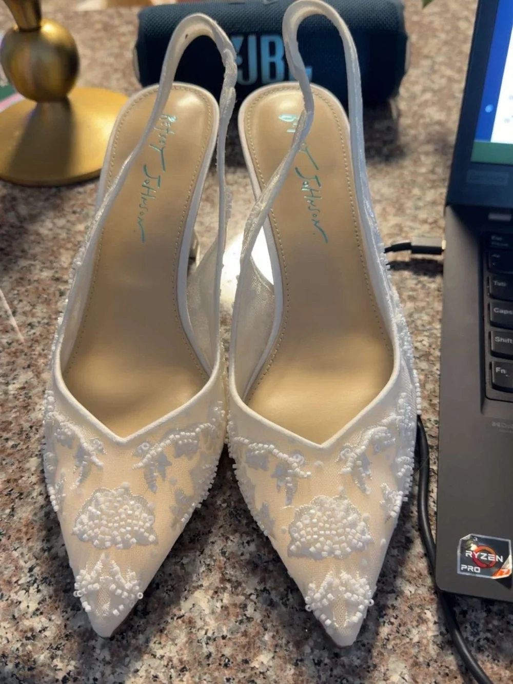 Betsey Johnson blue bottom Bridal Heels
